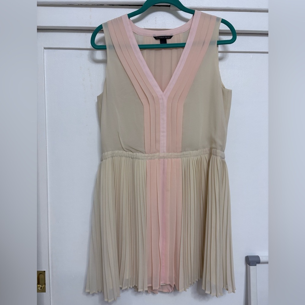 Victoria’s Secret Elegant Pink and Cream Pleated Dress